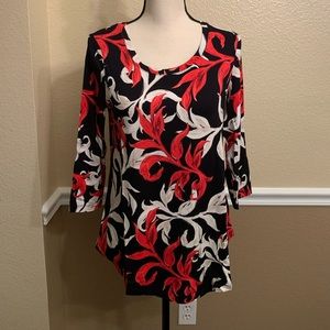 JM Collection Wispy Scroll Blouse Top Size XS